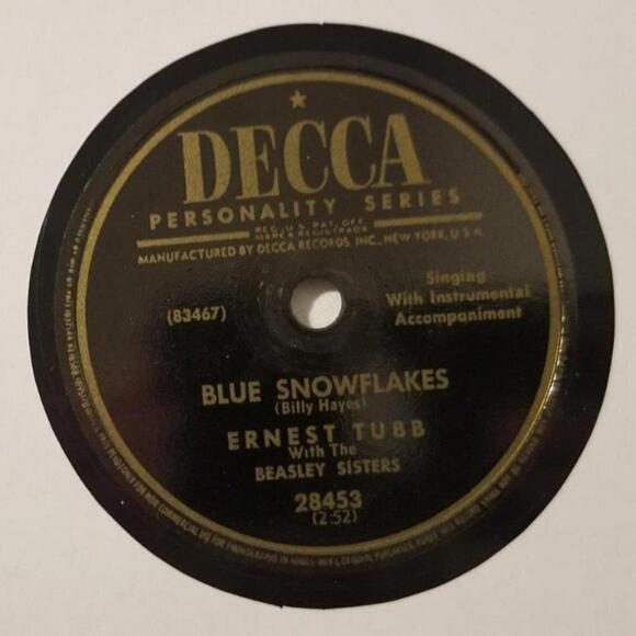 3/$25 Ernest Tubb 78 RPM Blue Snowflakes / Merry Texas Christmas Decca 28453 - Picture 3 of 5